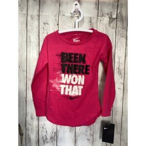 The Nike Tee Little Girls Vivid Pink Long Sleeve T-Shirt Athletic Cut Size XS 4